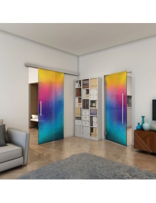 Glasschiebetür SLIM-LINE - Fineprint Model 025 Verlauf auf Grauglas