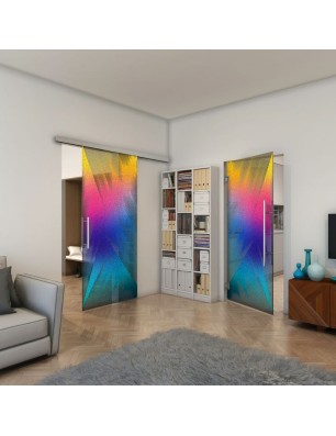 Glasschiebetür SLIM-LINE - Fineprint Model 026 Verlauf auf Grauglas