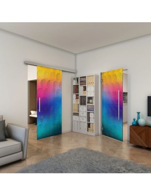 Glasschiebetür SLIM-LINE - Fineprint Model 029 Verlauf auf Grauglas