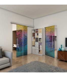 Glasschiebetür SLIM-LINE - Fineprint Model 030 Verlauf auf Grauglas