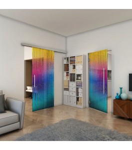 Glasschiebetür SLIM-LINE - Fineprint Model 032 Verlauf auf Grauglas