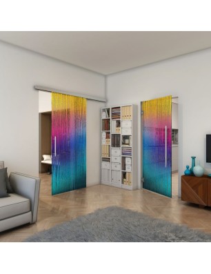 Glasschiebetür SLIM-LINE - Fineprint Model 032 Verlauf auf Grauglas