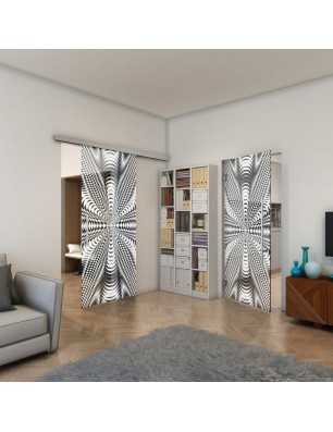 Glasschiebetür SLIM-LINE - Fineprint Model 037 Weiss auf Grauglas