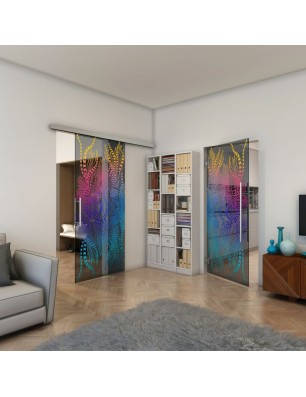 Glasschiebetür SLIM-LINE - Fineprint Model 039 Verlauf auf Grauglas