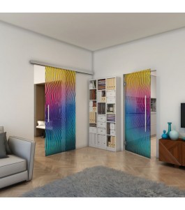 Glasschiebetür SLIM-LINE - Fineprint Model 041 Verlauf auf Grauglas