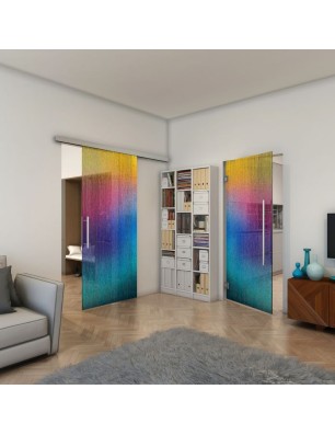 Glasschiebetür SLIM-LINE - Fineprint Model 050 Verlauf auf Grauglas
