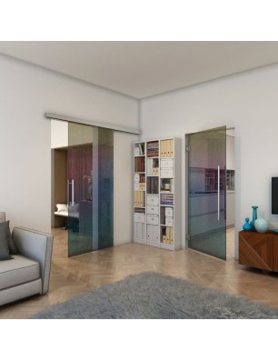 Glasschiebetür SLIM-LINE - Fineprint Model 063 Verlauf auf Grauglas