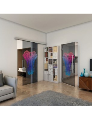 Glasschiebetür SLIM-LINE - Fineprint Model 098 Verlauf auf Grauglas