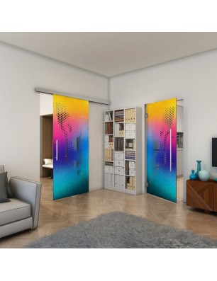 Glasschiebetür SLIM-LINE - Fineprint Model 120 Verlauf auf Grauglas