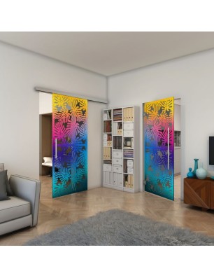 Glasschiebetür SLIM-LINE - Fineprint Model 158 Verlauf auf Grauglas