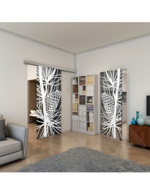Glasschiebetür SLIM-LINE - Fineprint Model 169 Weiss auf Grauglas