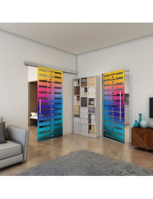 Glasschiebetür SLIM-LINE - Fineprint Model 174 Verlauf auf Grauglas