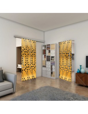 Glasschiebetür SLIM-LINE - Fineprint Model 203 Gold auf Grauglas