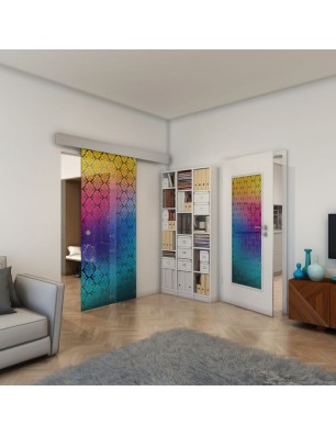 Glasschiebetür ECO-LINE - Fineprint Model 001 Verlauf auf Grauglas