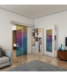Glasschiebetür ECO-LINE - Fineprint Model 003 Verlauf auf Grauglas