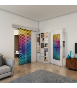 Glasschiebetür ECO-LINE - Fineprint Model 004 Verlauf auf Grauglas