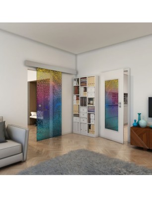 Glasschiebetür ECO-LINE - Fineprint Model 008 Verlauf auf Grauglas