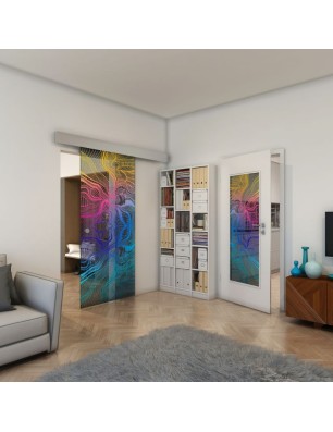Glasschiebetür ECO-LINE - Fineprint Model 010 Verlauf auf Grauglas
