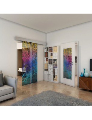 Glasschiebetür ECO-LINE - Fineprint Model 012 Verlauf auf Grauglas