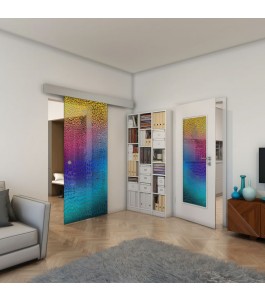 Glasschiebetür ECO-LINE - Fineprint Model 015 Verlauf auf Grauglas