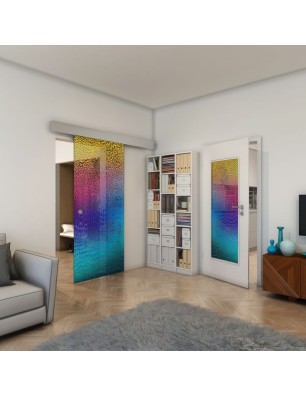 Glasschiebetür ECO-LINE - Fineprint Model 015 Verlauf auf Grauglas