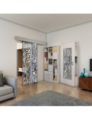 Glasschiebetür ECO-LINE - Fineprint Model 017 Weiss auf Grauglas