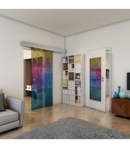 Glasschiebetür ECO-LINE - Fineprint Model 020 Verlauf auf Grauglas