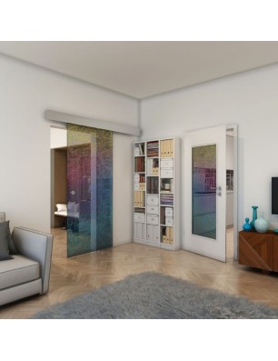 Glasschiebetür ECO-LINE - Fineprint Model 021 Verlauf auf Grauglas