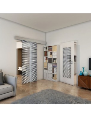 Glasschiebetür ECO-LINE - Fineprint Model 022 Weiss auf Grauglas