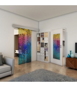 Glasschiebetür ECO-LINE - Fineprint Model 023 Verlauf auf Grauglas