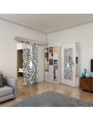 Glasschiebetür ECO-LINE - Fineprint Model 023 Weiss auf Grauglas