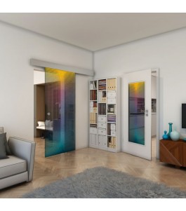 Glasschiebetür ECO-LINE - Fineprint Model 024 Verlauf auf Grauglas