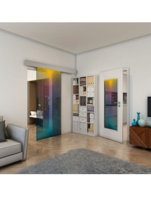 Glasschiebetür ECO-LINE - Fineprint Model 024 Verlauf auf Grauglas