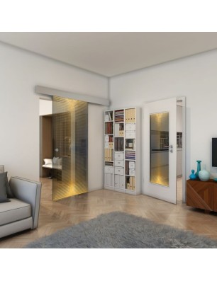 Glasschiebetür ECO-LINE - Fineprint Model 024 Gold auf Grauglas