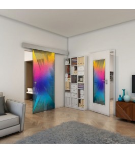 Glasschiebetür ECO-LINE - Fineprint Model 026 Verlauf auf Grauglas