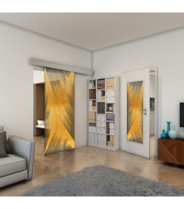 Glasschiebetür ECO-LINE - Fineprint Model 026 Gold auf Grauglas