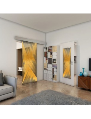 Glasschiebetür ECO-LINE - Fineprint Model 026 Gold auf Grauglas