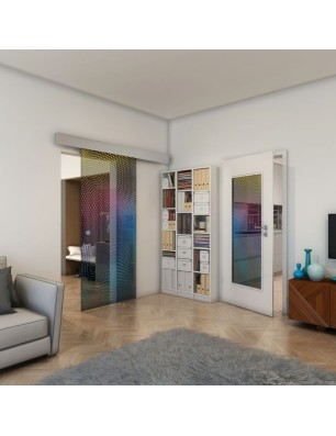 Glasschiebetür ECO-LINE - Fineprint Model 027 Verlauf auf Grauglas