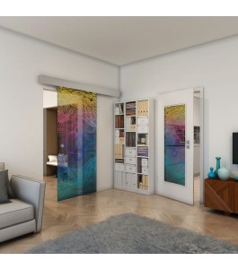 Glasschiebetür ECO-LINE - Fineprint Model 030 Verlauf auf Grauglas