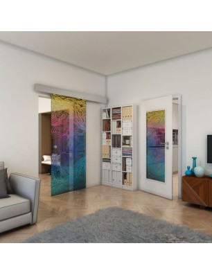 Glasschiebetür ECO-LINE - Fineprint Model 030 Verlauf auf Grauglas