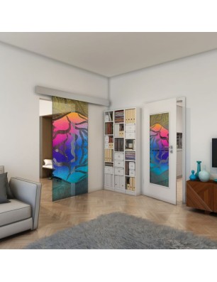 Glasschiebetür ECO-LINE - Fineprint Model 031 Verlauf auf Grauglas