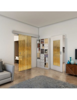Glasschiebetür ECO-LINE - Fineprint Model 032 Gold auf Grauglas