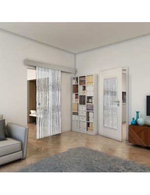 Glasschiebetür ECO-LINE - Fineprint Model 032 Weiss auf Grauglas