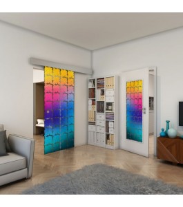 Glasschiebetür ECO-LINE - Fineprint Model 033 Verlauf auf Grauglas