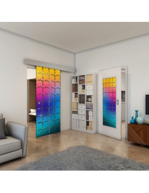 Glasschiebetür ECO-LINE - Fineprint Model 033 Verlauf auf Grauglas