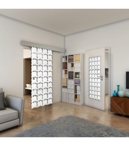 Glasschiebetür ECO-LINE - Fineprint Model 033 Weiss auf Grauglas