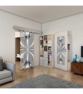 Glasschiebetür ECO-LINE - Fineprint Model 037 Weiss auf Grauglas
