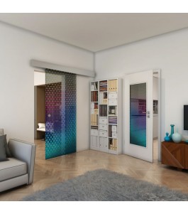 Glasschiebetür ECO-LINE - Fineprint Model 038 Verlauf auf Grauglas