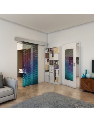 Glasschiebetür ECO-LINE - Fineprint Model 038 Verlauf auf Grauglas