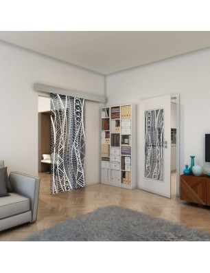 Glasschiebetür ECO-LINE - Fineprint Model 040 Weiss auf Grauglas